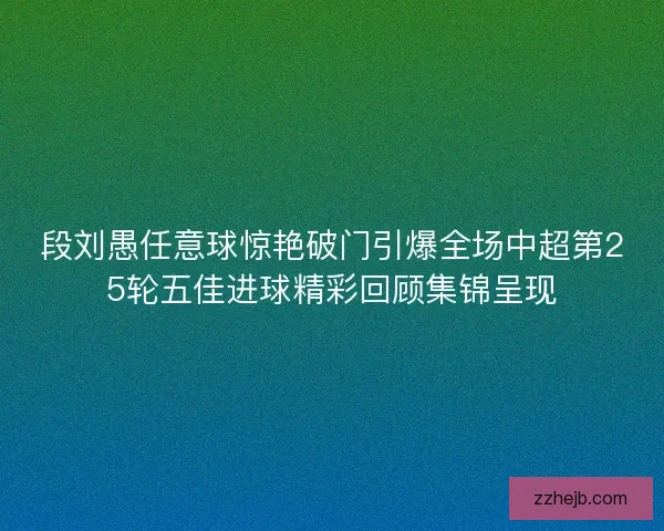 段刘愚任意球惊艳破门引爆全场中超第25轮五佳进球精彩回顾集锦呈现